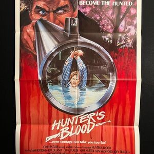 Hunter’s Blood 1986 One Sheet Movie Poster Horror Shotgun Gun NRA Hunting Camp